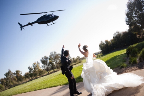 perfect chopper ride wedding