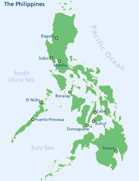 Philippine map with top tourist destinations